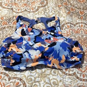 Blue Floral High-Neck Women's Tank Top- Athleta